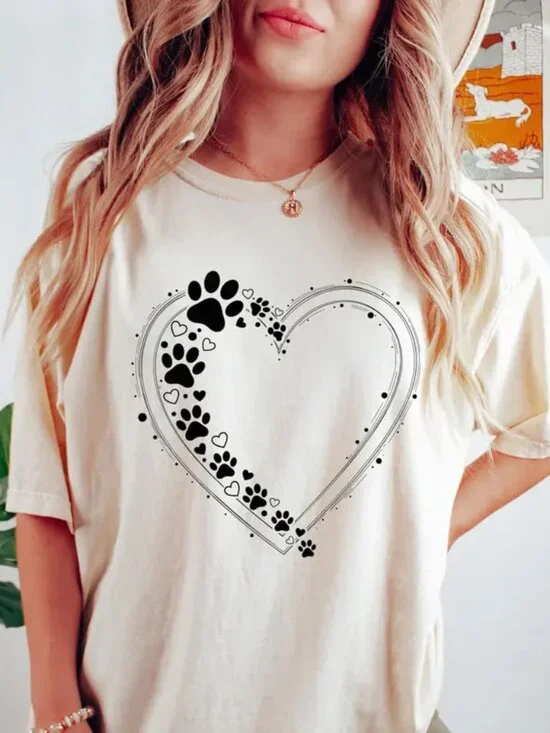Cute Dog Paw Shirt, Paw Heart Shirt, Dog Lover Tee - Picture 1 of 4